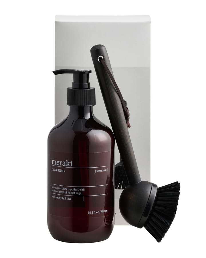 Set de regalo Meraki, detergente y cepillo para platos, Herbal nest Meraki
