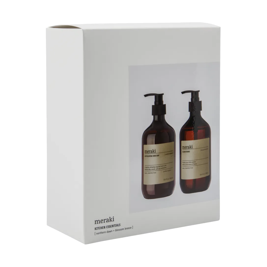 Set de regalo Meraki jabón de manos y detergente líquido, Exfoliating Northern star, Blossom breeze Meraki