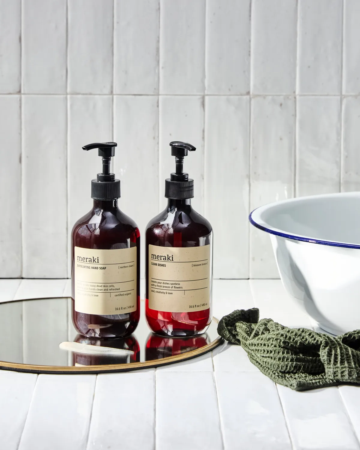 Set de regalo Meraki jabón de manos y detergente líquido, Exfoliating Northern star, Blossom breeze Meraki