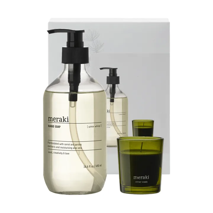 Set de regalo Meraki jabón de manos y vela perfumada - Winter whisp, winter woods - Meraki