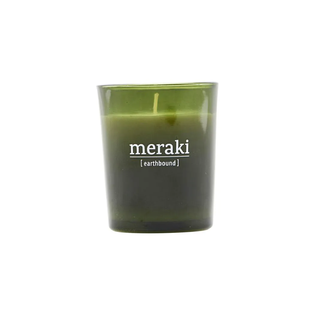 Vela perfumada Meraki vidrio verde 12 horas, Earthbound Meraki