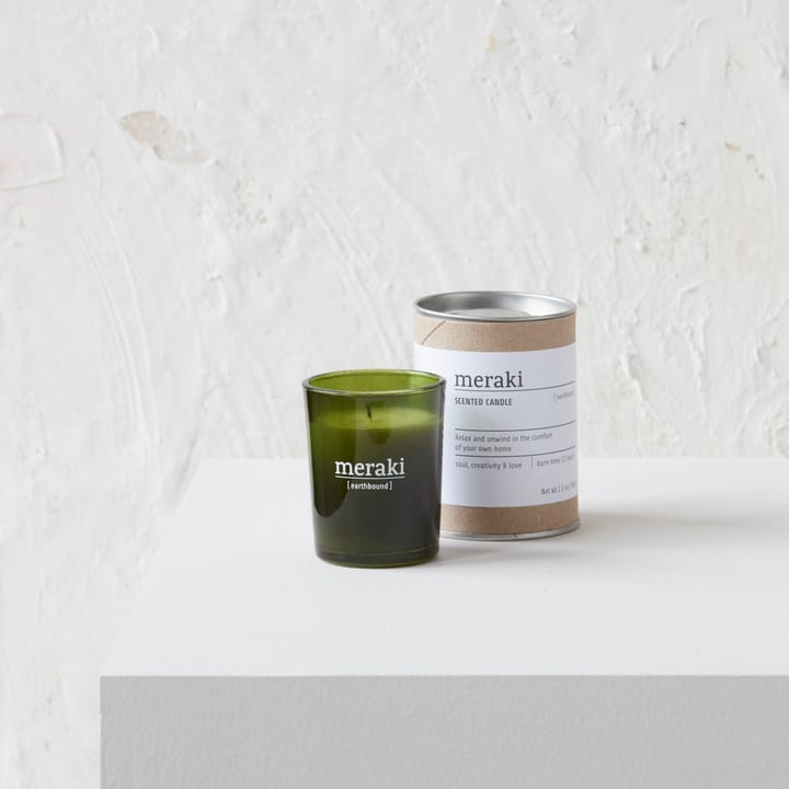 Vela perfumada Meraki vidrio verde 12 horas, Earthbound Meraki