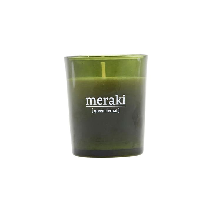 Vela perfumada Meraki vidrio verde 12 horas - Green herbal - Meraki