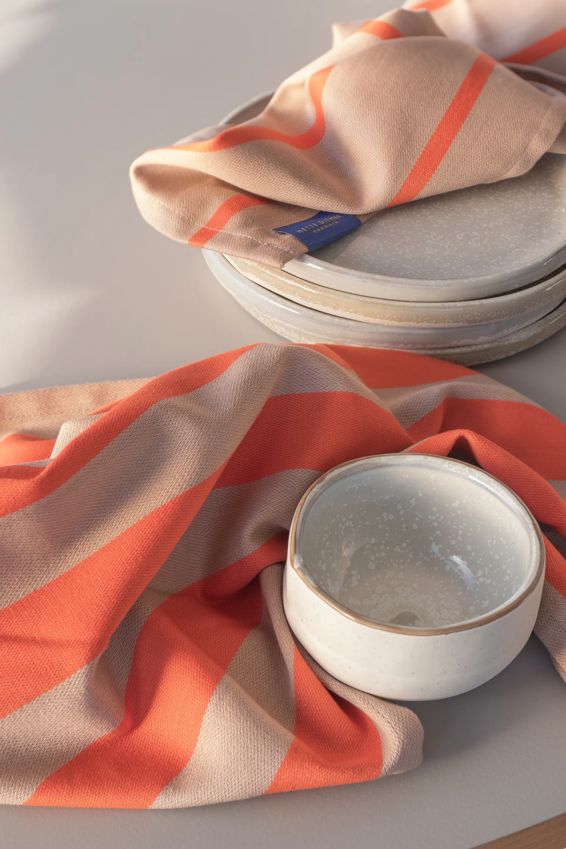 2 Bayetas de cocina Stripes 33x33 cm, Latte Mette Ditmer