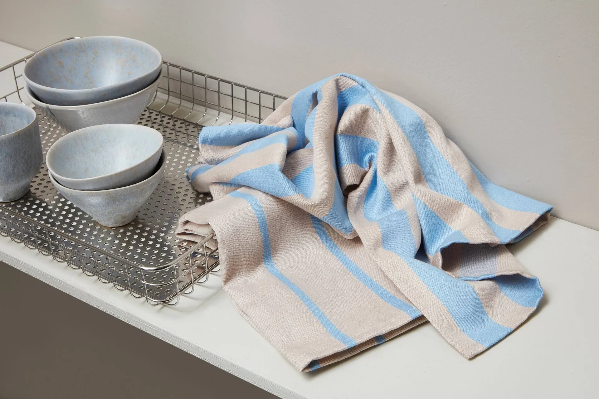 2 Paños de cocina Stripes 50x70 cm, Blue-Beige (azul beige), 50x70 cm Mette Ditmer