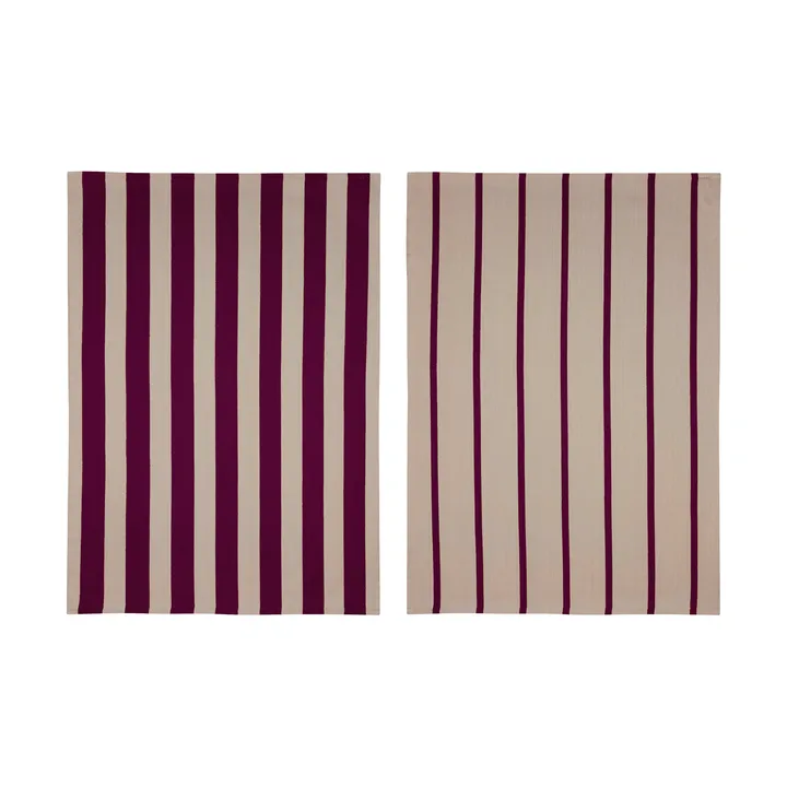 2 Paños de cocina Stripes 50x70 cm - Red-Beige (rojo beige), 50x70 cm - Mette Ditmer