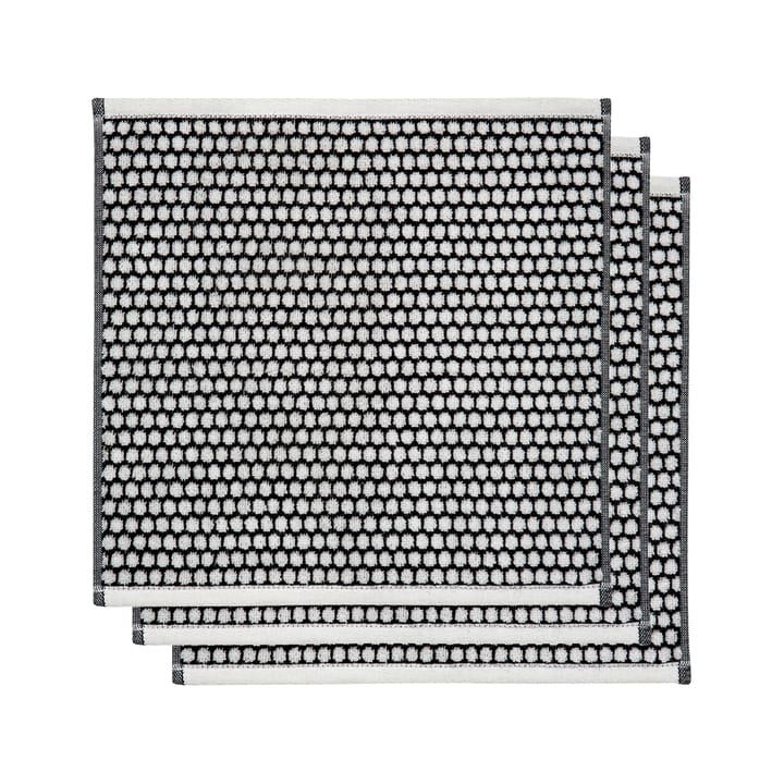 3 Toallas Grid 31x31 cm - negro-off white - Mette Ditmer