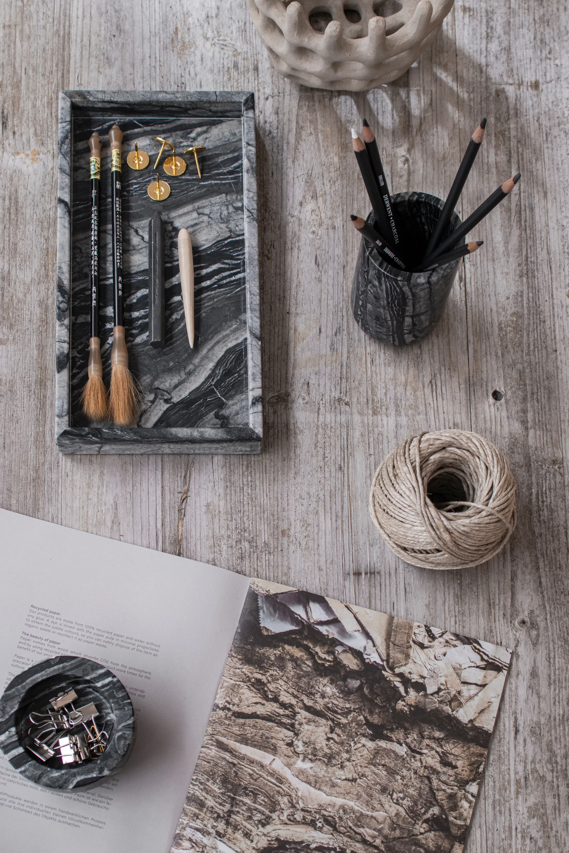 Bandeja decorativa Marble 16x31 cm, Negro-gris Mette Ditmer