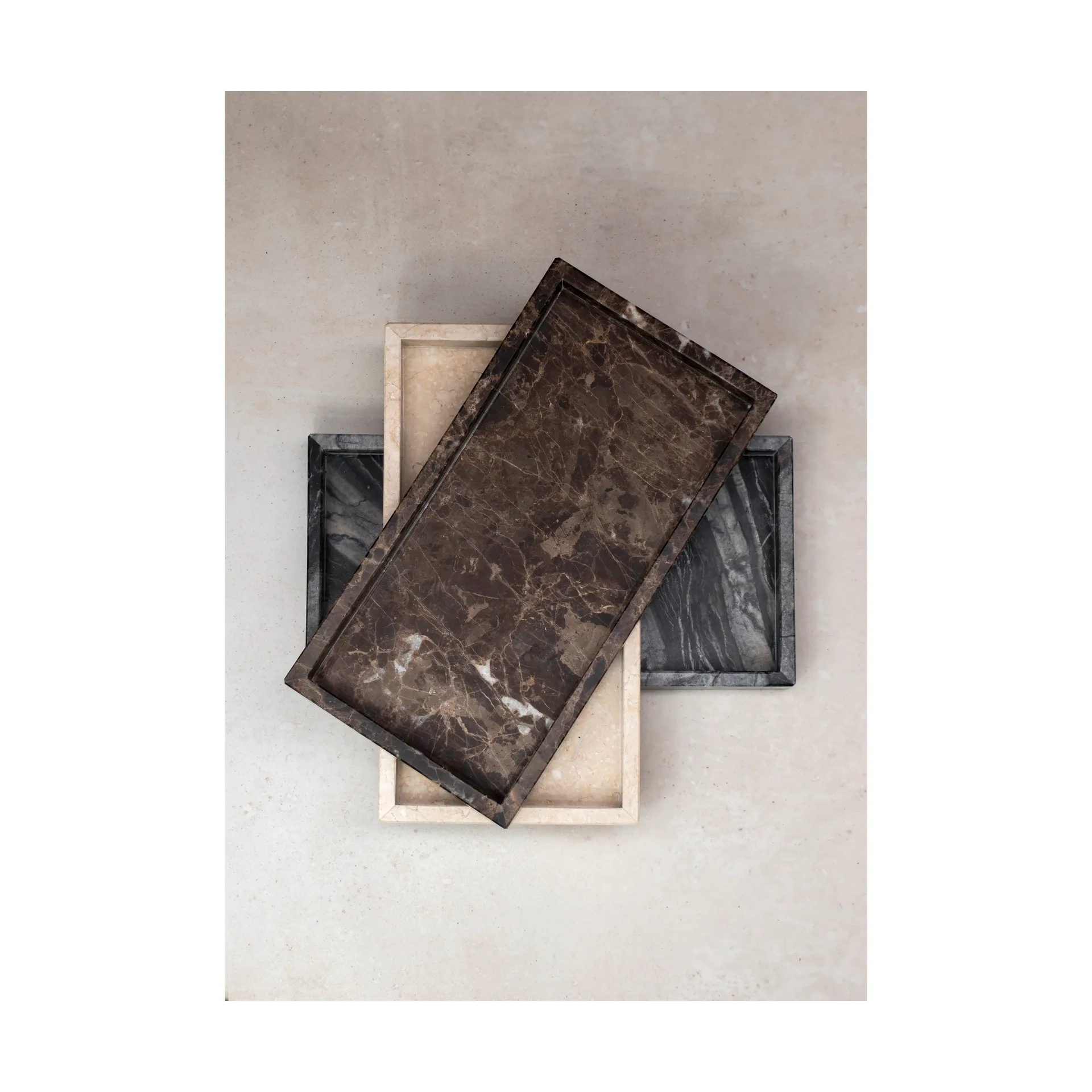 Bandeja decorativa Marble 16x31 cm, Negro-gris Mette Ditmer