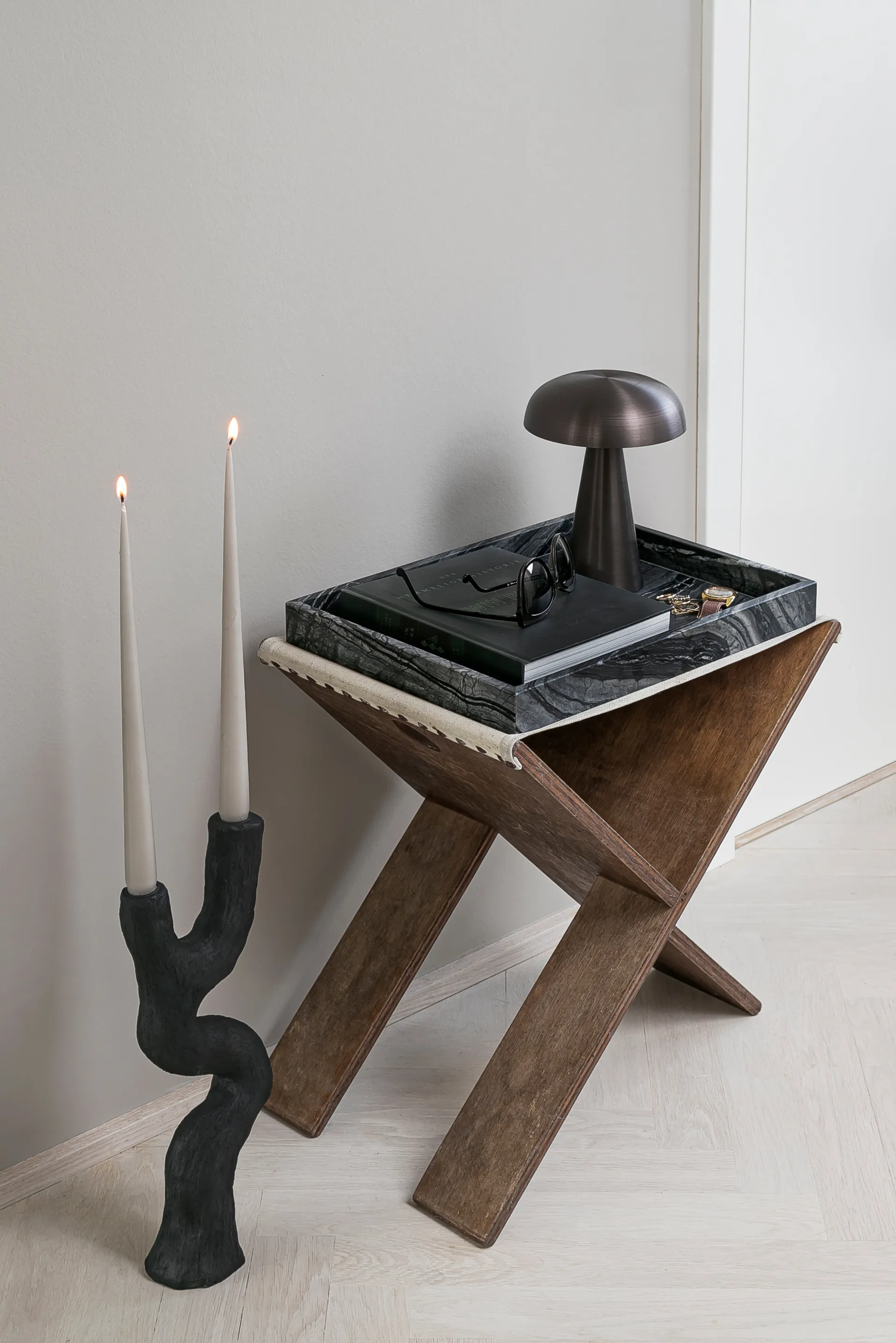 Bandeja decorativa Marble large 30x40 cm, Black-grey Mette Ditmer