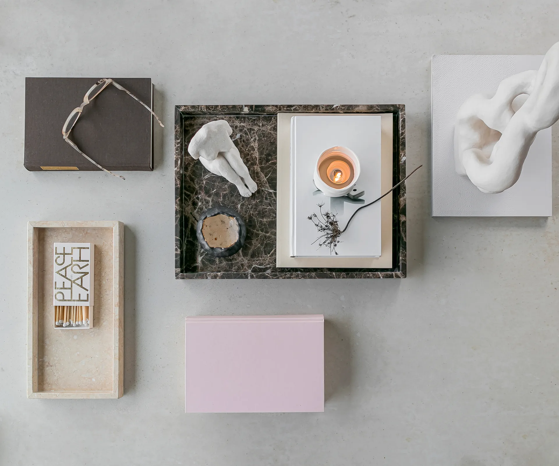 Bandeja decorativa Marble large 30x40 cm, Brown Mette Ditmer