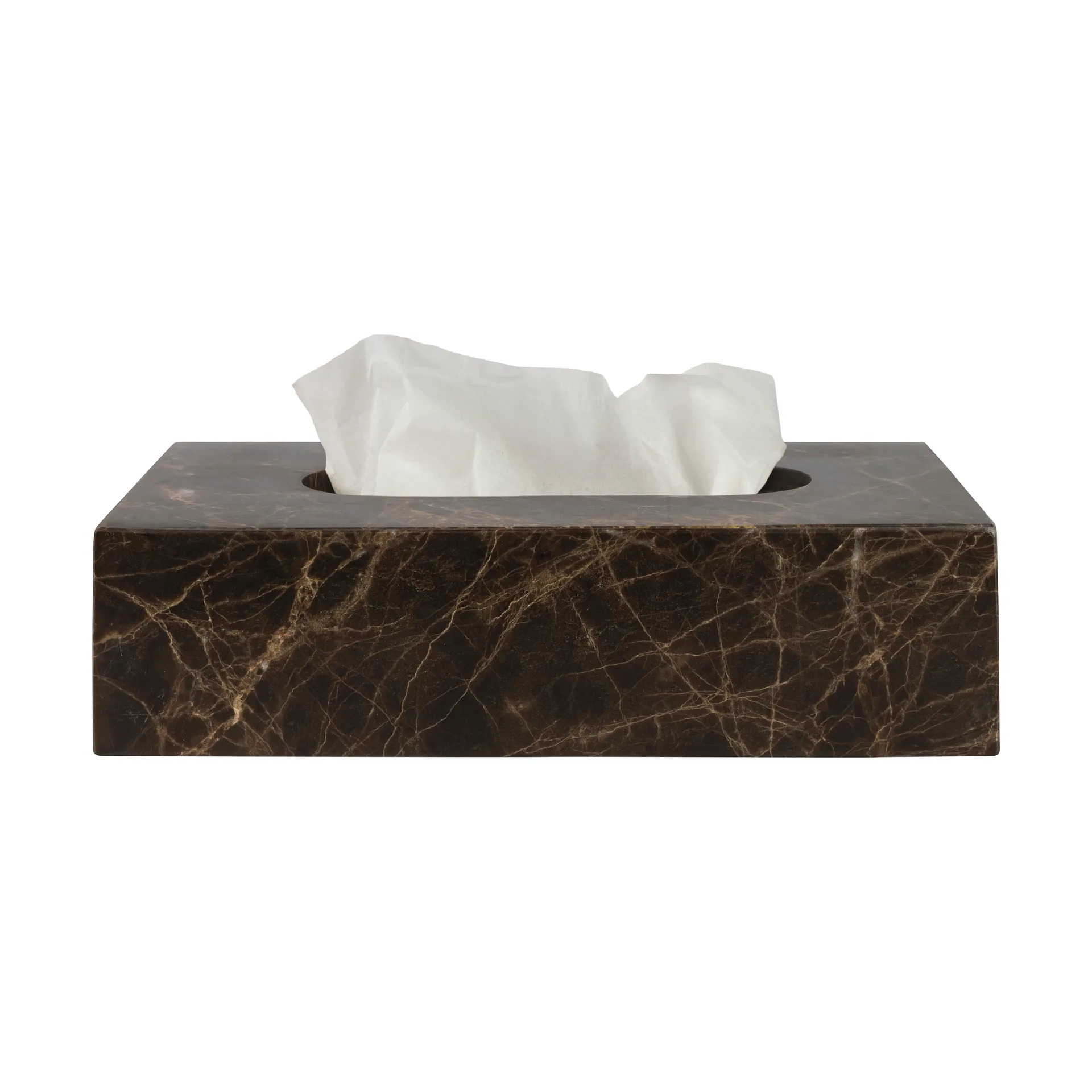 Caja de pañuelos Marble 14x25,5 cm, Marrón Mette Ditmer