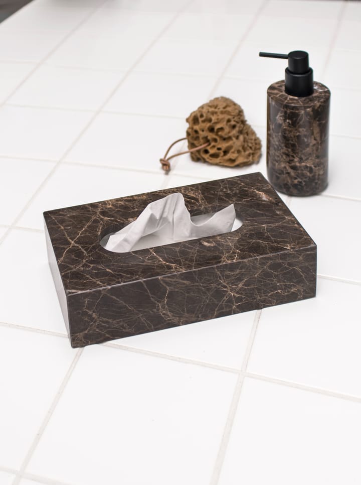 Caja de pañuelos Marble 14x25,5 cm, Marrón Mette Ditmer