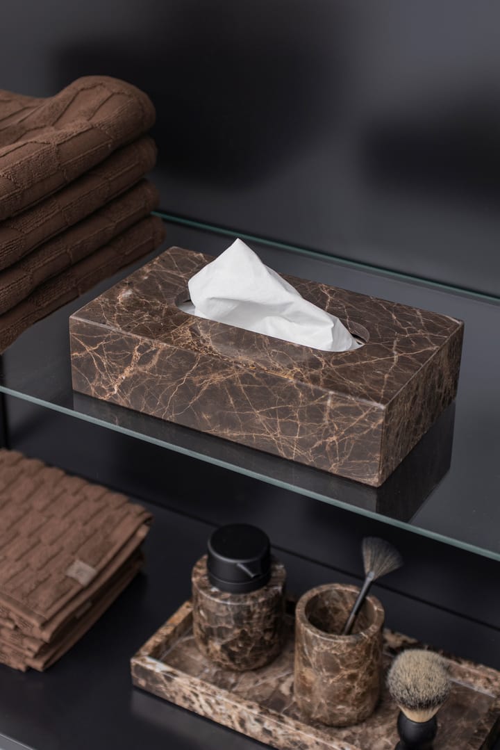 Caja de pañuelos Marble 14x25,5 cm, Marrón Mette Ditmer