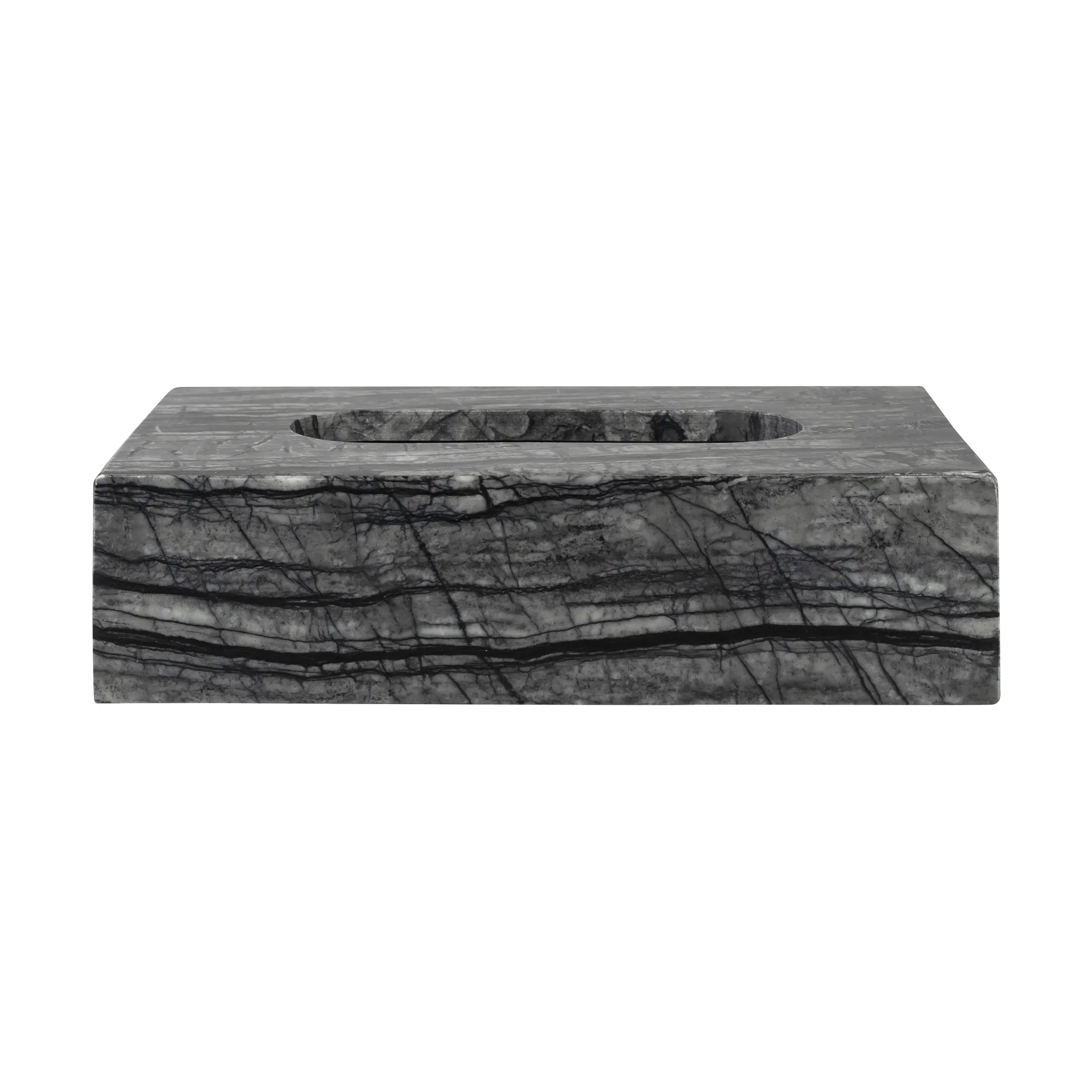 Caja de pañuelos Marble 14x25,5 cm, Negro-gris Mette Ditmer