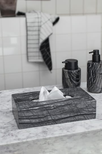 Caja de pañuelos Marble 14x25,5 cm - Negro-gris - Mette Ditmer