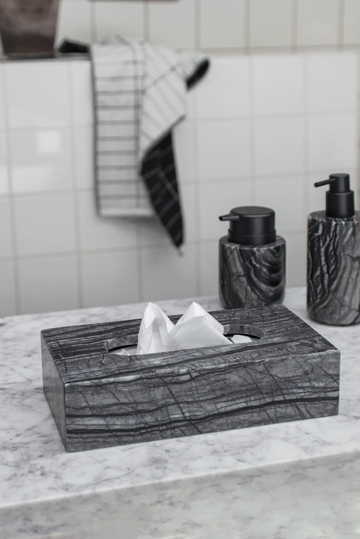 Caja de pañuelos Marble 14x25,5 cm, Negro-gris Mette Ditmer