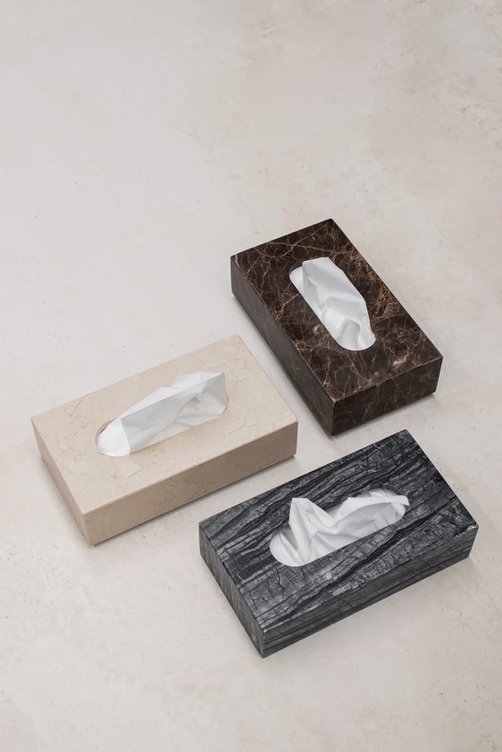 Caja de pañuelos Marble 14x25,5 cm, Negro-gris Mette Ditmer