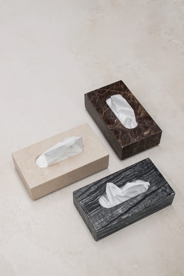 Caja de pañuelos Marble 14x25,5 cm - Negro-gris - Mette Ditmer