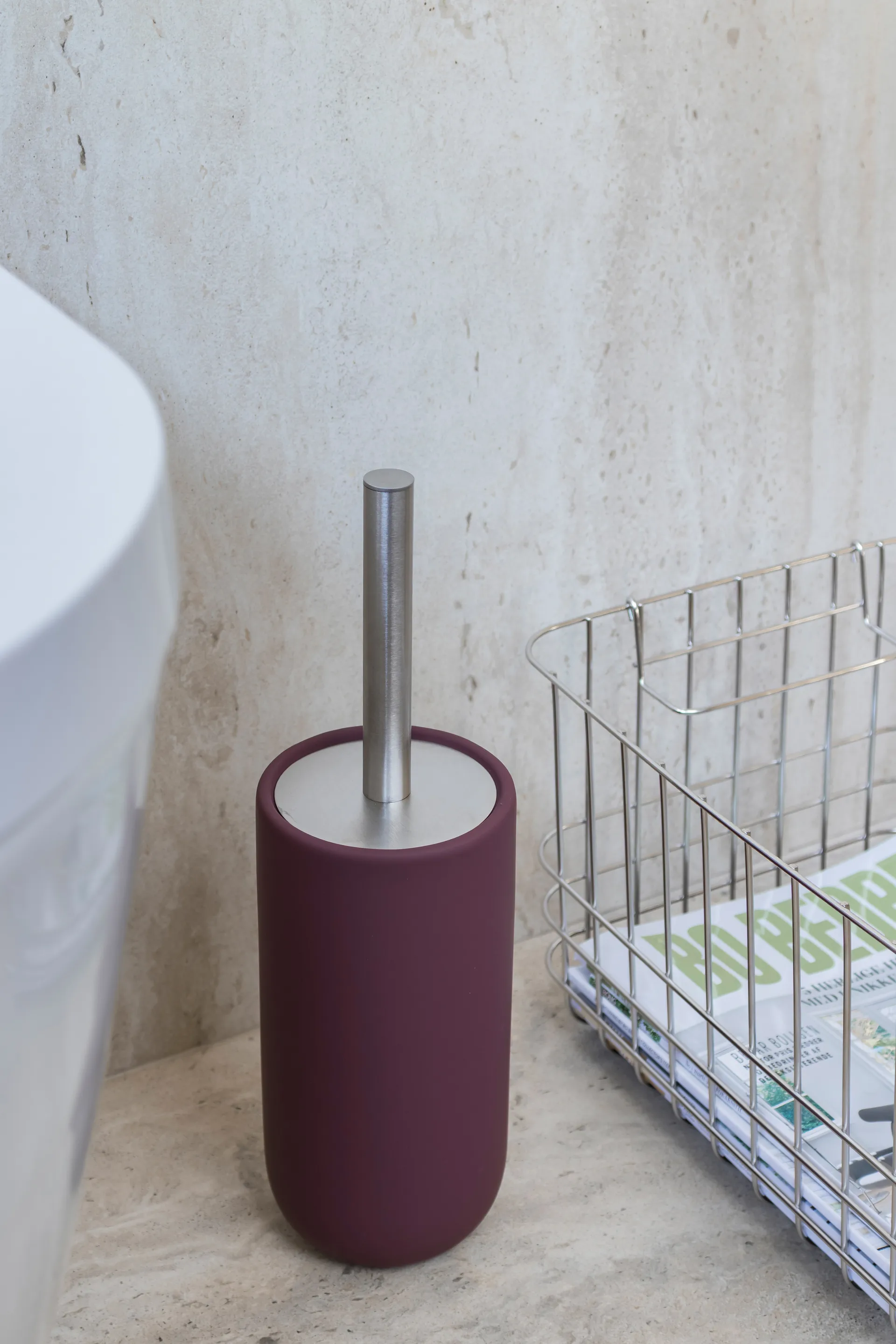 Escobilla de baño Lotus play, incl. 2 cabezales de cepillo, Wine Mette Ditmer