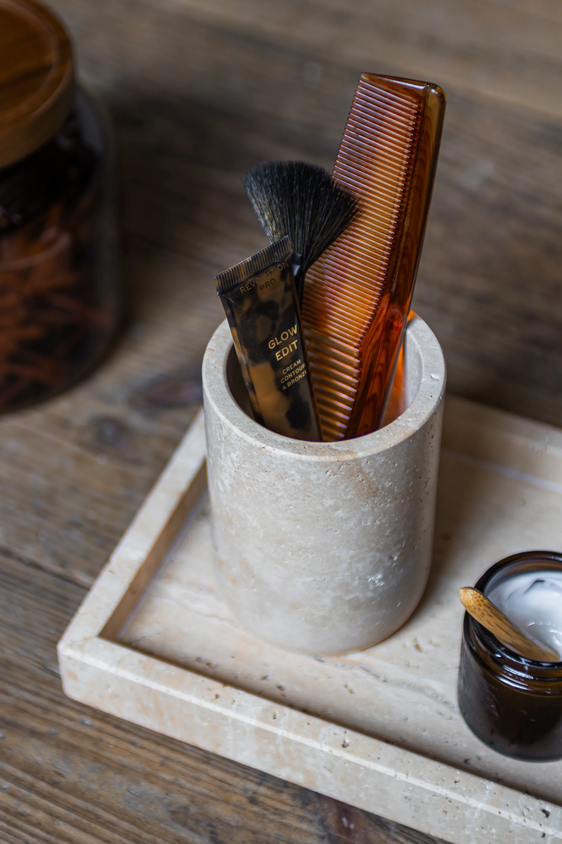 Portacepillos de dientes Travertine 10 cm, Linen Mette Ditmer