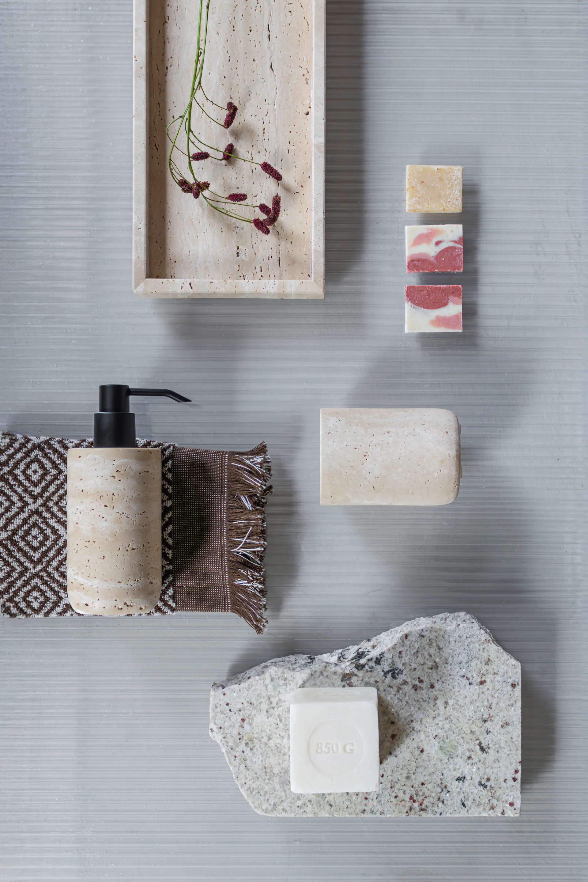 Portacepillos de dientes Travertine 10 cm, Linen Mette Ditmer