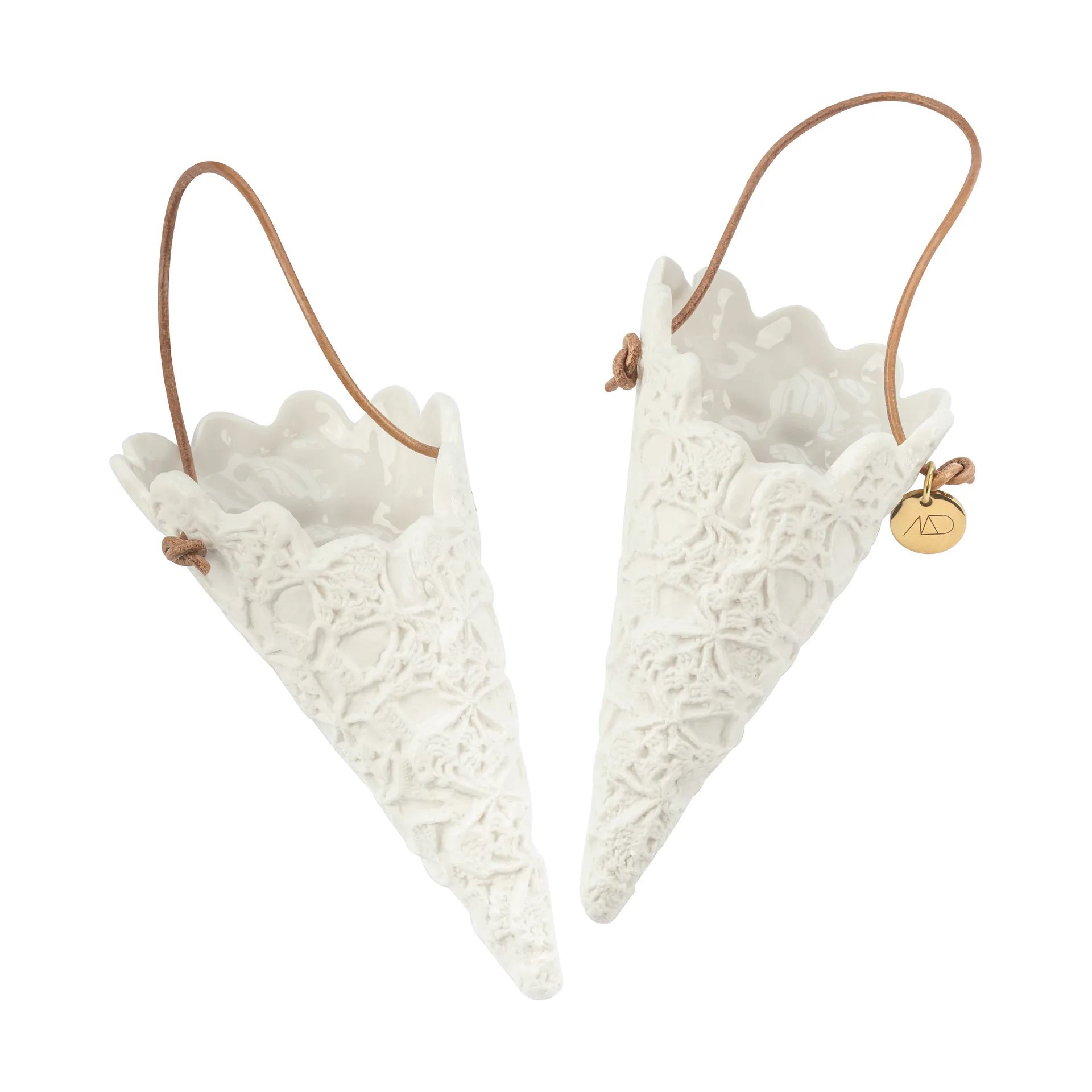 Set de 2 conos de navidad Lace, Off-white Mette Ditmer