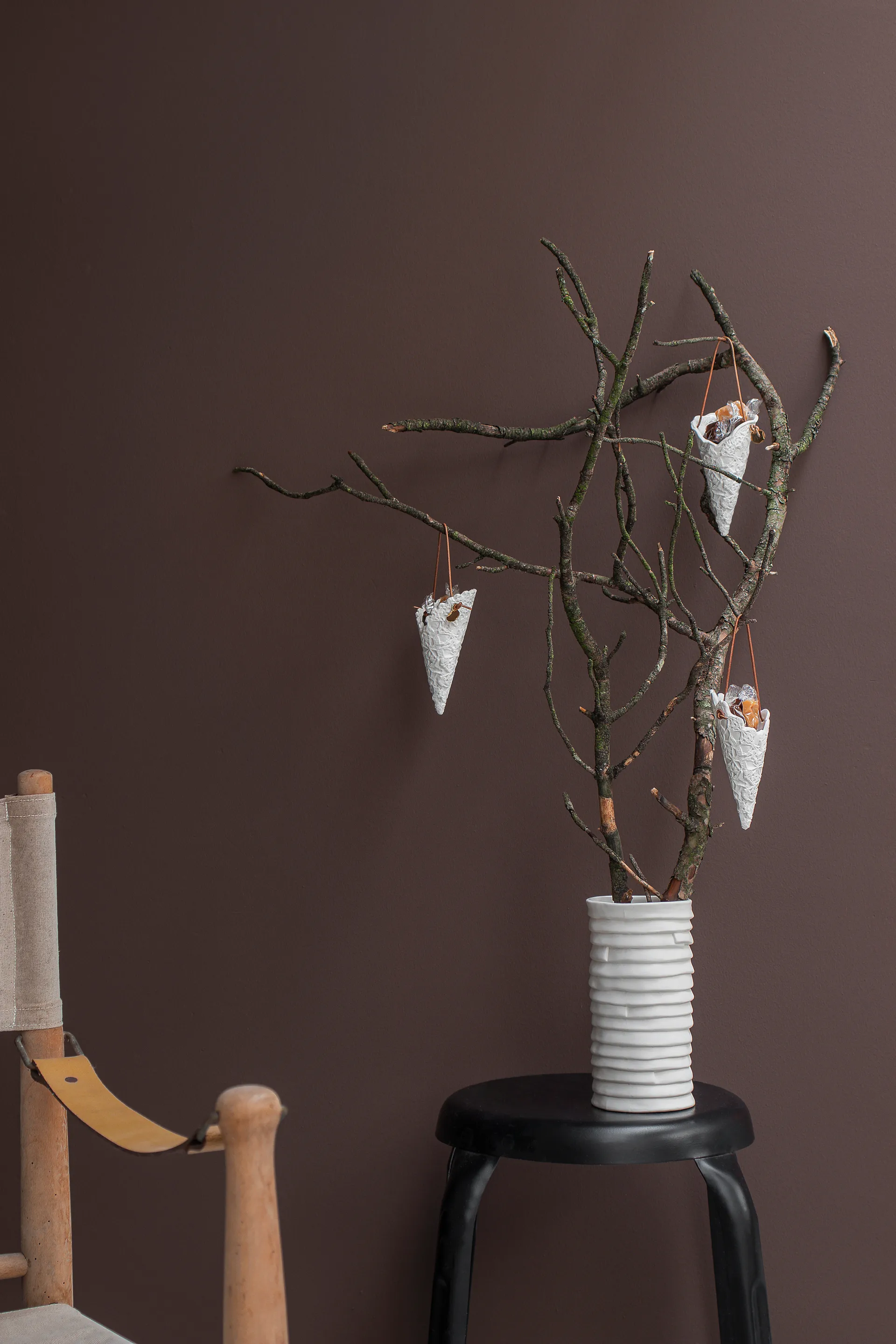 Set de 2 conos de navidad Lace, Off-white Mette Ditmer