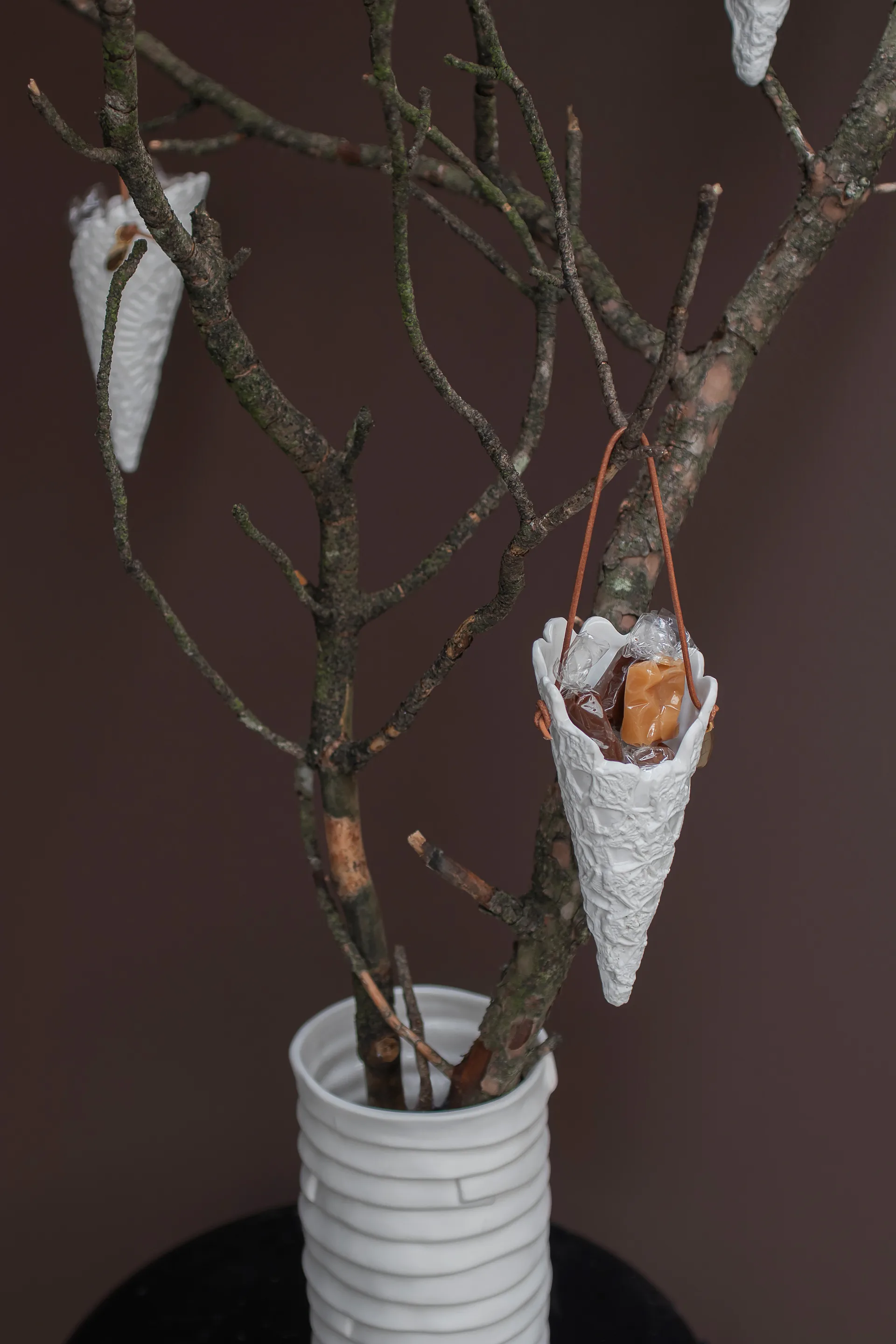 Set de 2 conos de navidad Lace, Off-white Mette Ditmer