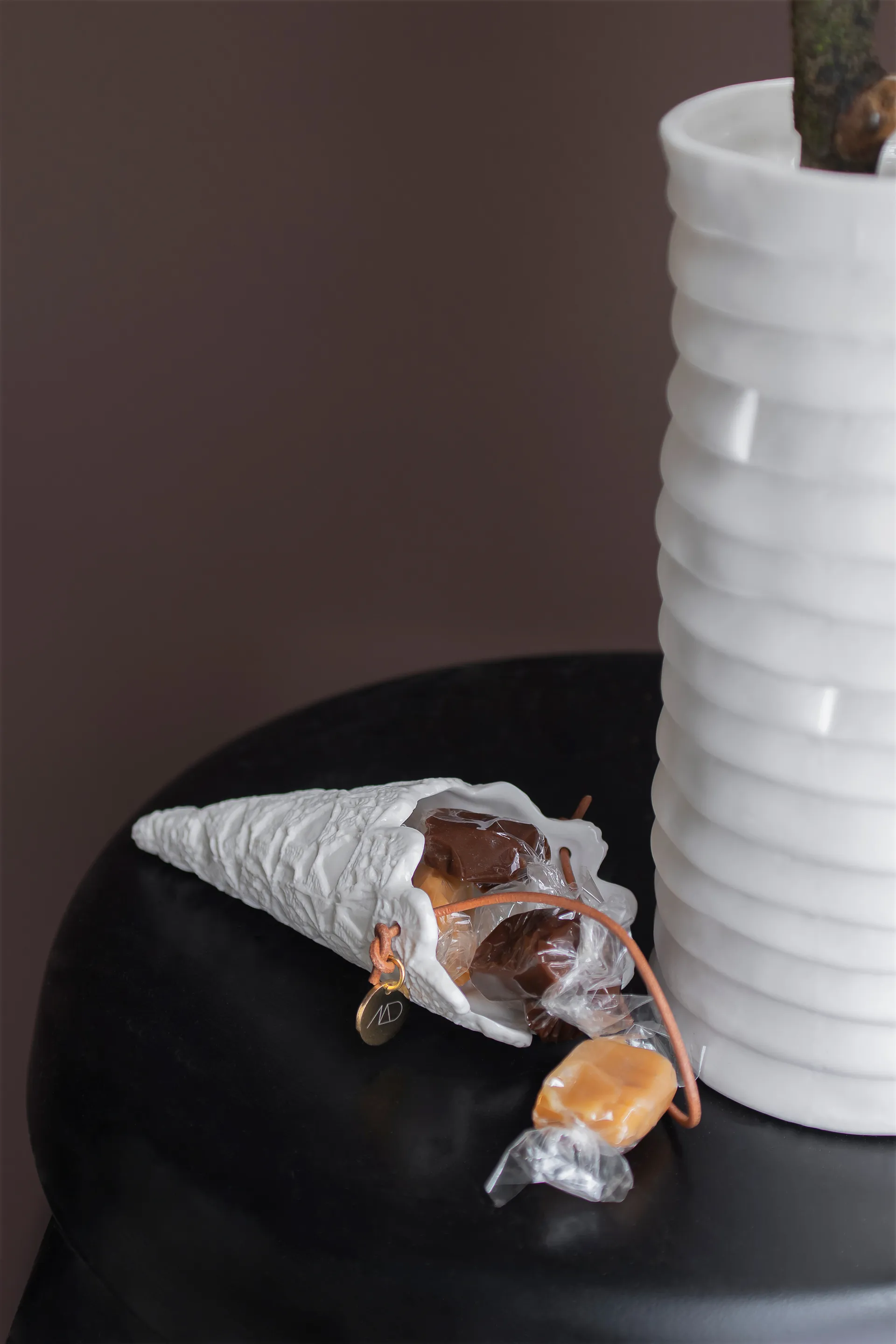 Set de 2 conos de navidad Lace, Off-white Mette Ditmer