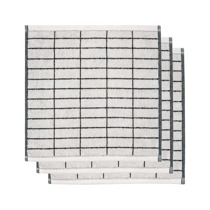 Set de 3 toallas Tile stone 31x31 cm, negro-off white Mette Ditmer