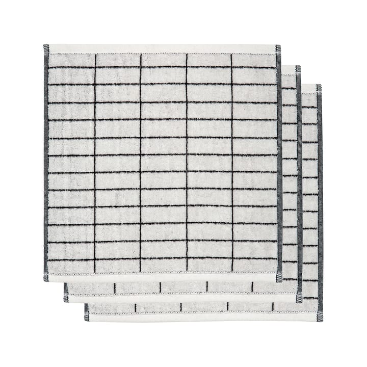 Set de 3 toallas Tile stone 31x31 cm - negro-off white - Mette Ditmer
