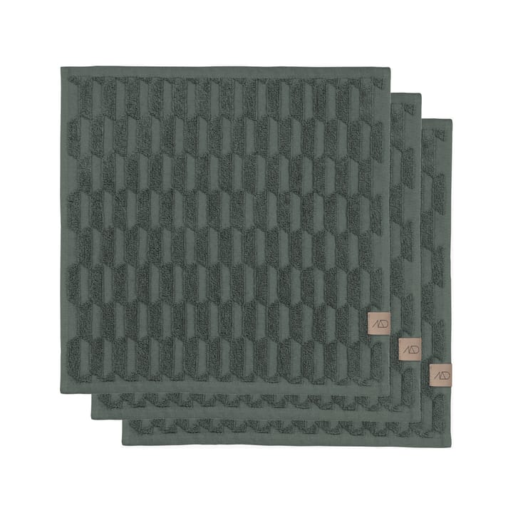 Toalla Geo 30x30 cm, 3 unidades - Pine green - Mette Ditmer