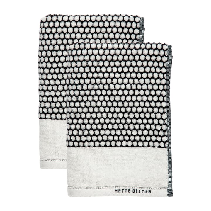 Toalla para invitados Grid 38x60 cm, 2 unidades - Negro-off white - Mette Ditmer