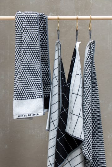 Toalla para invitados Grid 38x60 cm, 2 unidades - Negro-off white - Mette Ditmer