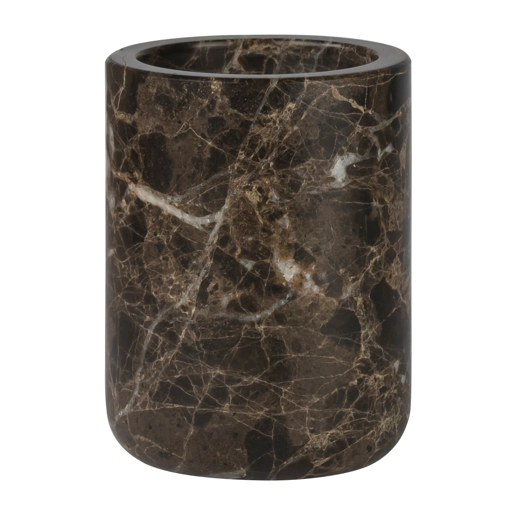 Vaso portacepillos Marble 10 cm, Marrón Mette Ditmer