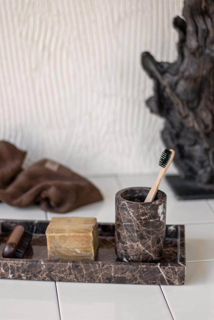 Vaso portacepillos Marble 10 cm, Marrón Mette Ditmer