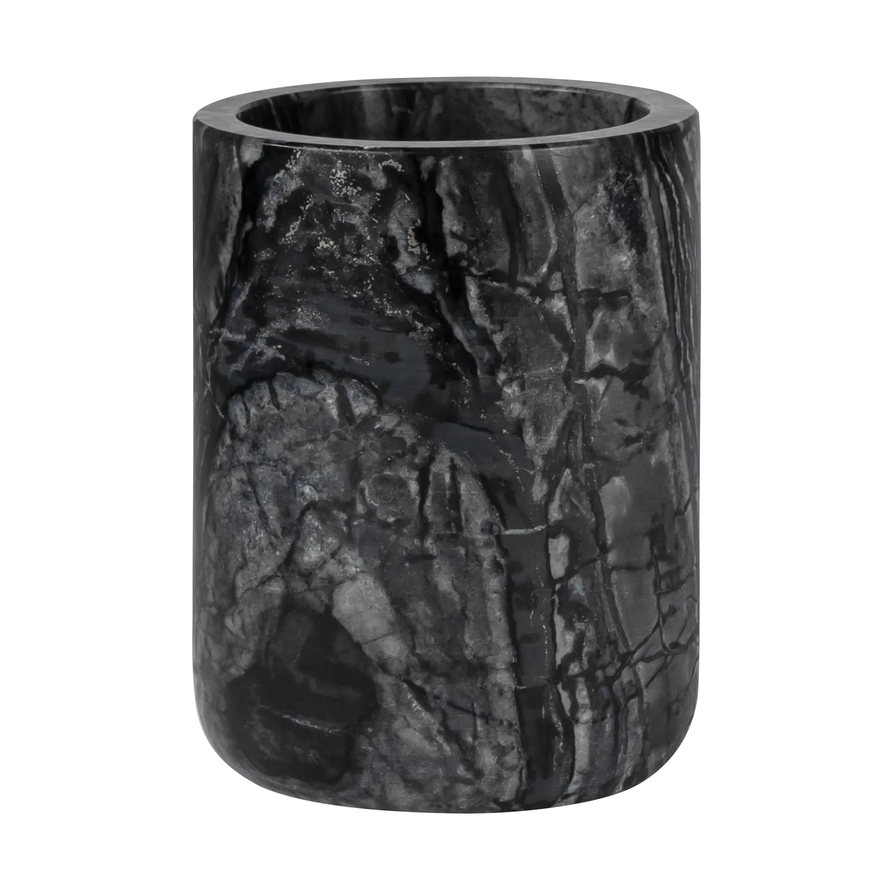 Vaso portacepillos Marble 10 cm, Negro-gris Mette Ditmer
