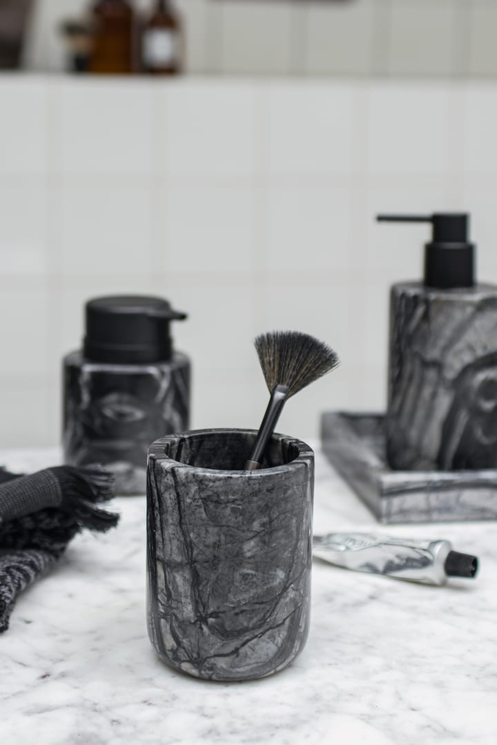 Vaso portacepillos Marble 10 cm, Negro-gris Mette Ditmer