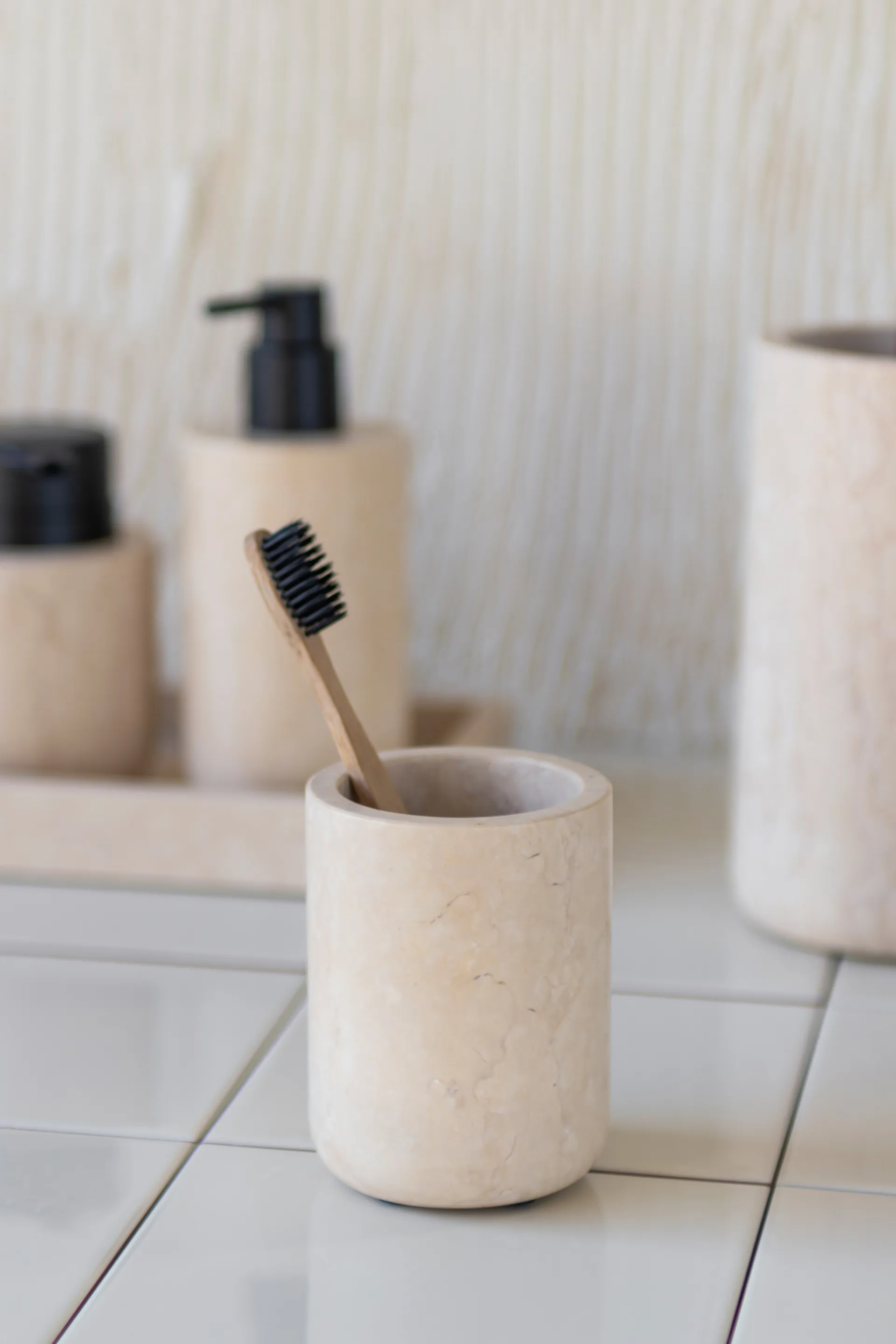 Vaso portacepillos Marble 10 cm, Sand Mette Ditmer