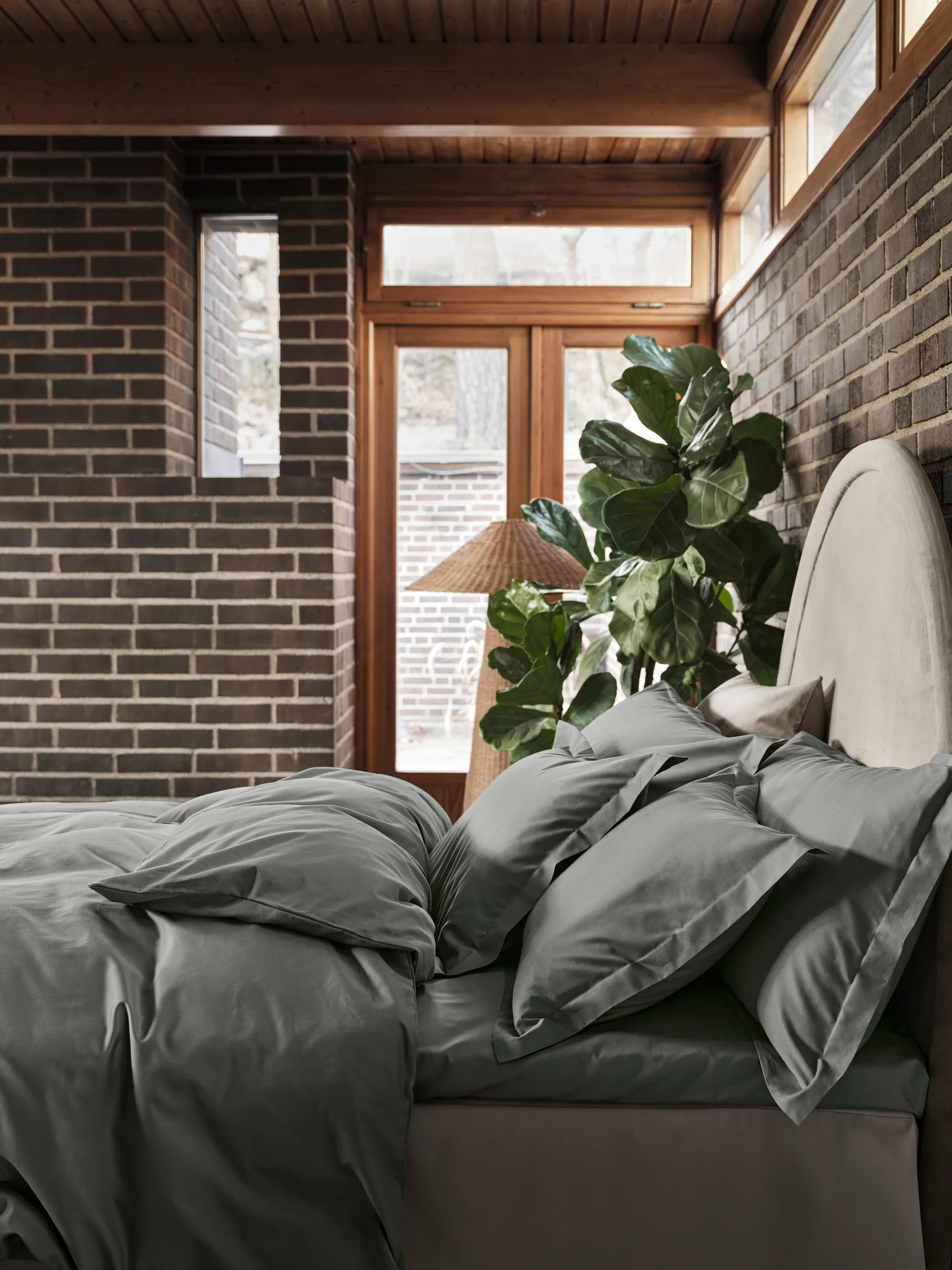 Funda de almohada Satina plain, Verde, 50x90 cm Mille Notti