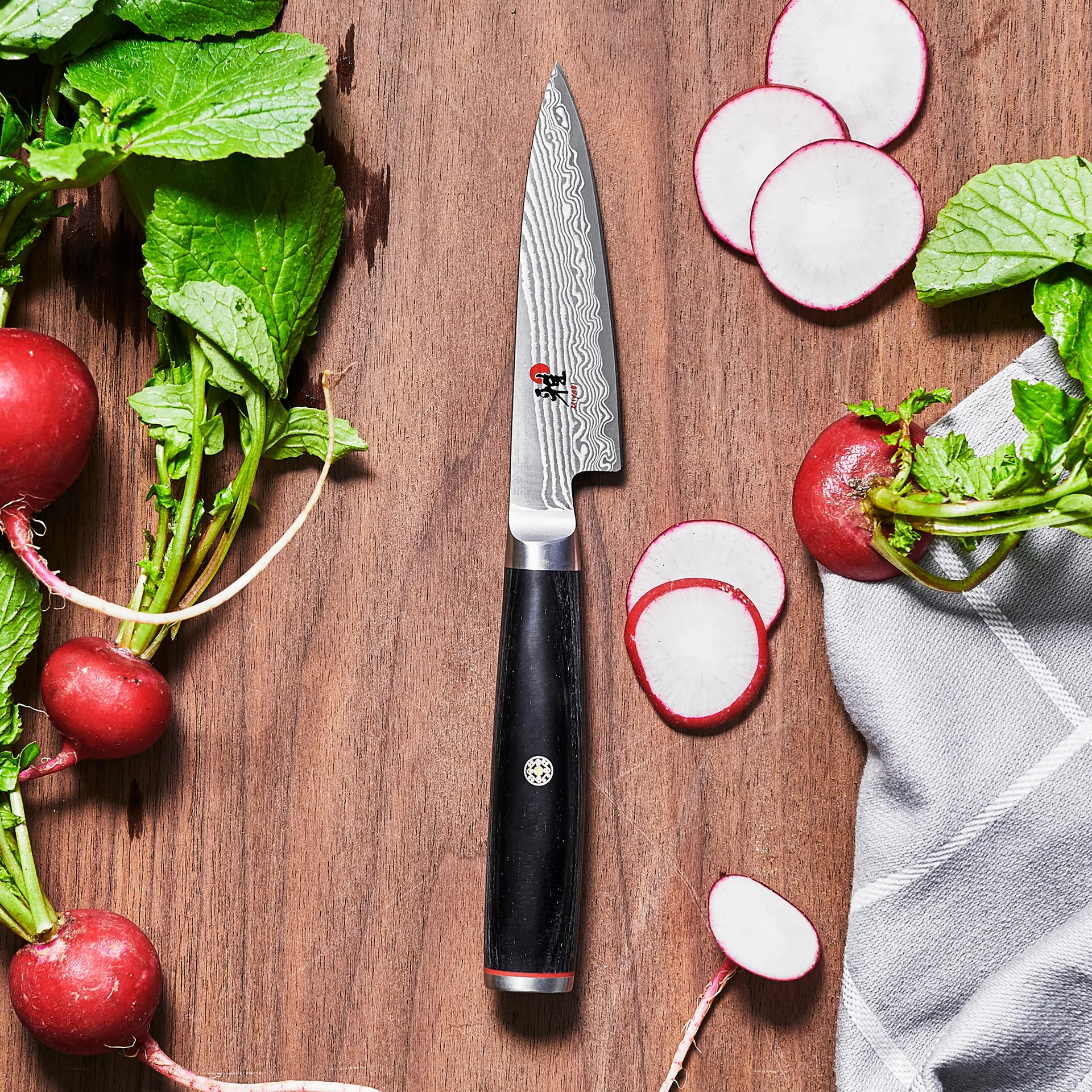 Cuchillo para pelar Raw 5000FCD, 9 cm, Damasco-negro Miyabi