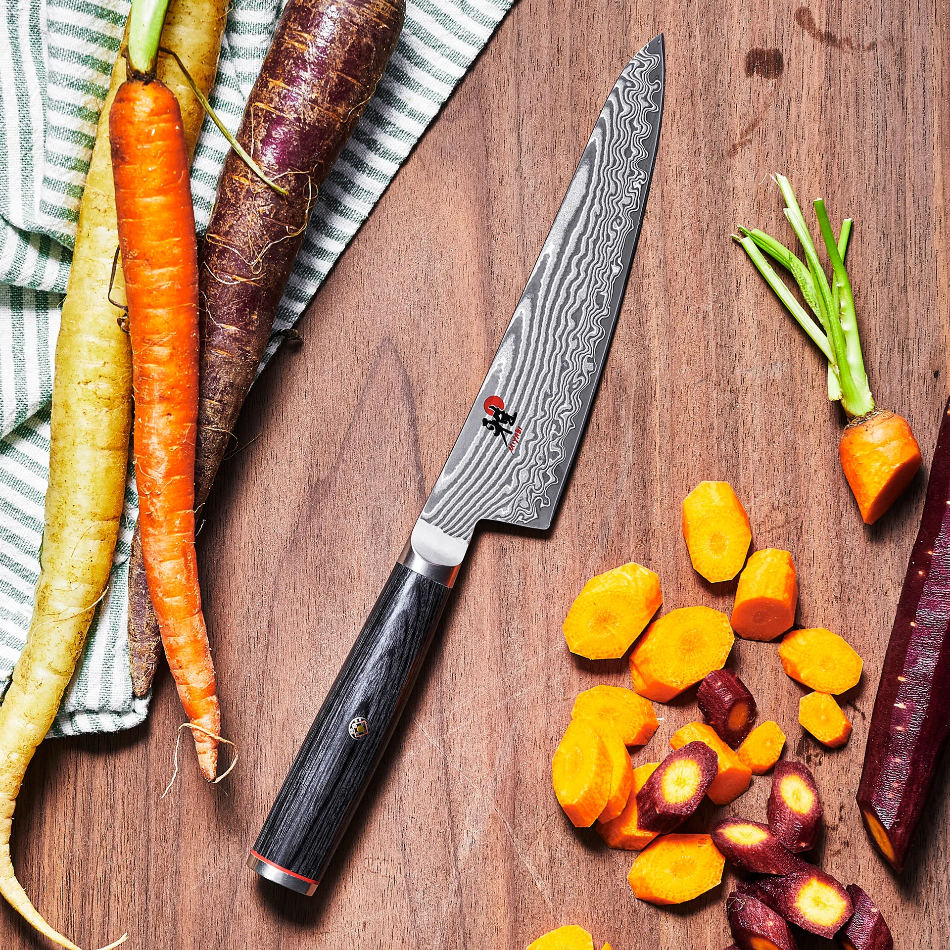 Cuchillo para pelar Raw 5000FCD shotoh, 14 cm, Damasco-negro Miyabi