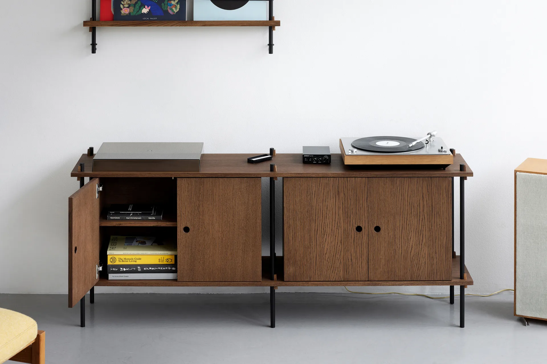 Aparador Shelving System, Roble-warm grey, 163×65×35 cm, S.65.2.D MOEBE