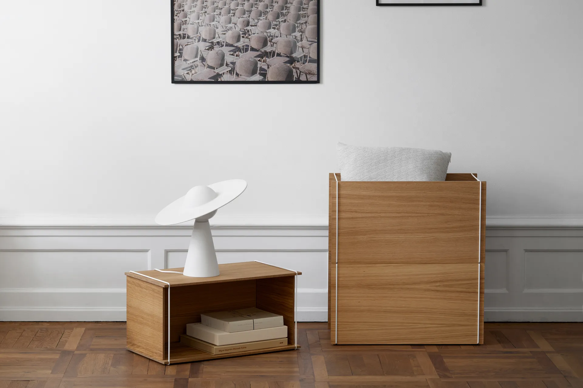 Caja de almacenaje de roble 33x60 cm, Wood, white MOEBE