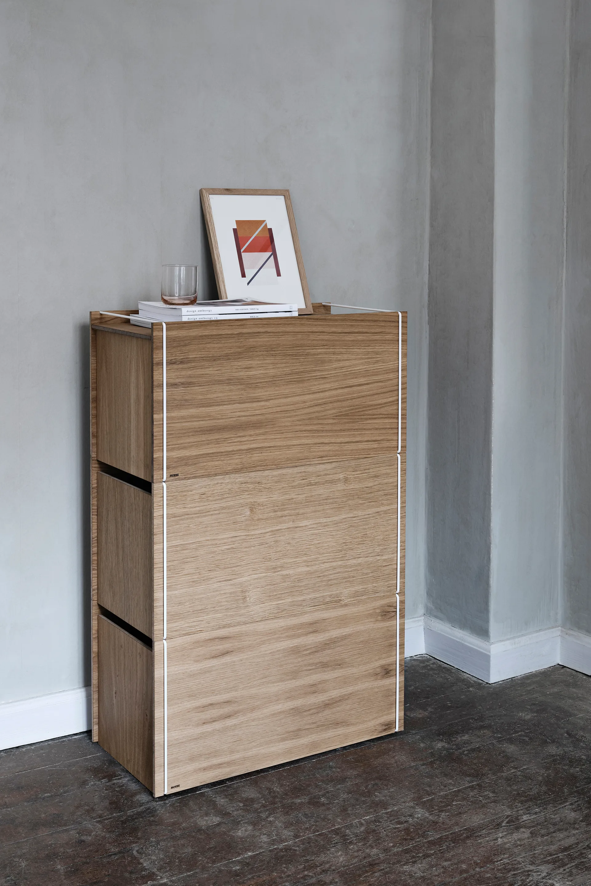 Caja de almacenaje de roble 33x60 cm, Wood, white MOEBE