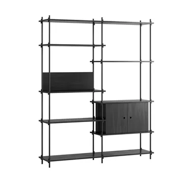 Estantería con armario Shelving System - Black, 163×200×35 cm, S.200.2.C - MOEBE