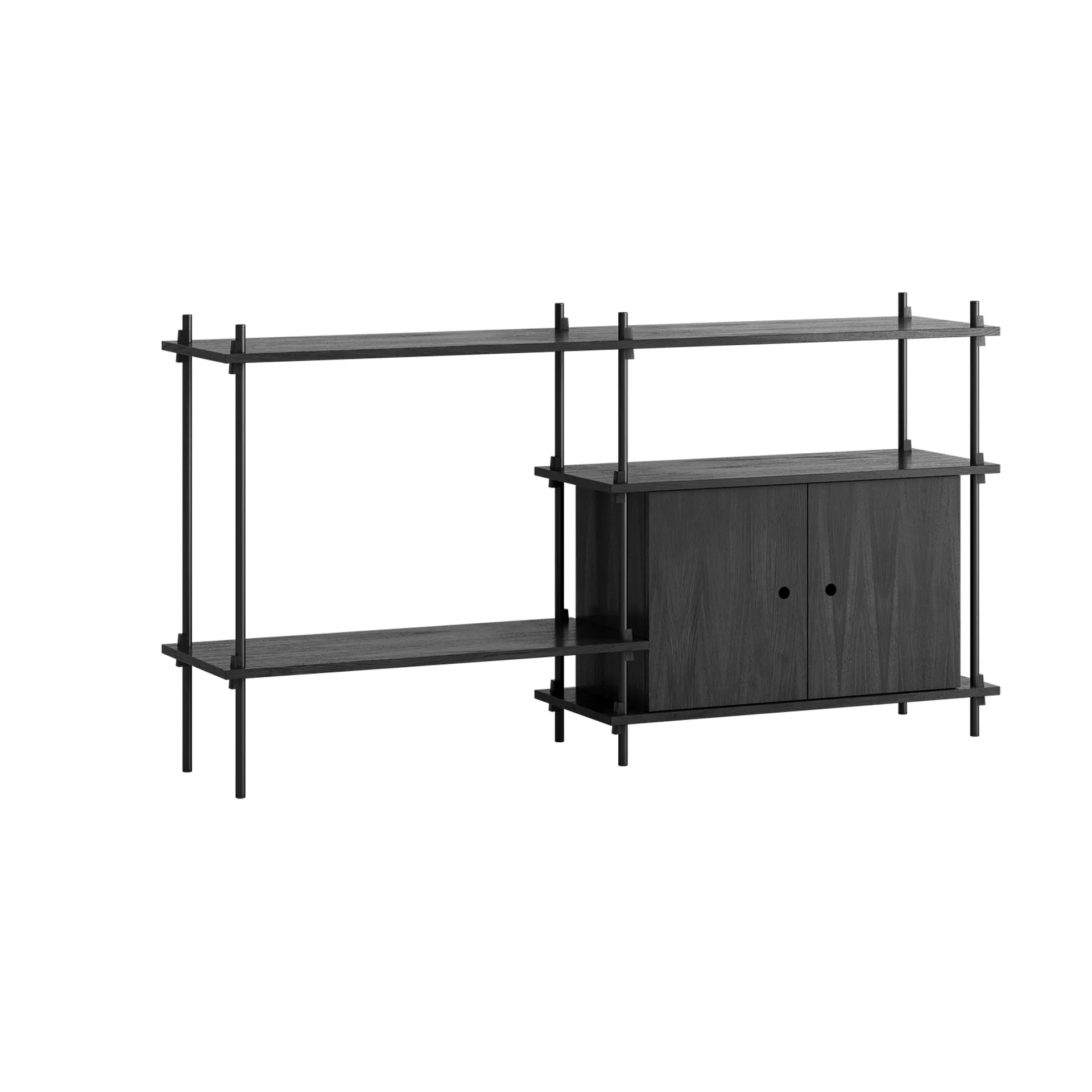 Estantería con armario Shelving System, Black, 163×85×35 cm, S.85.2.C MOEBE