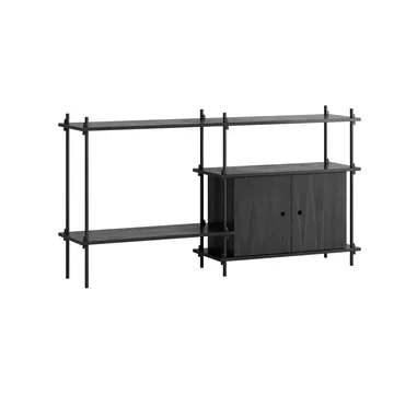 Estantería con armario Shelving System - Black, 163×85×35 cm, S.85.2.C - MOEBE