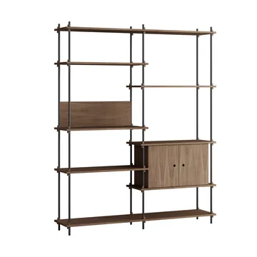 Estantería con armario Shelving System - Roble ahumado-black, 163×200×35 cm, S.200.2.C - MOEBE